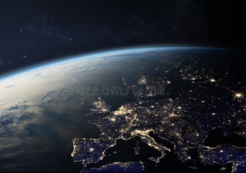 Earth at Night - Europe stock photo. Image of atmosphere - 238600330