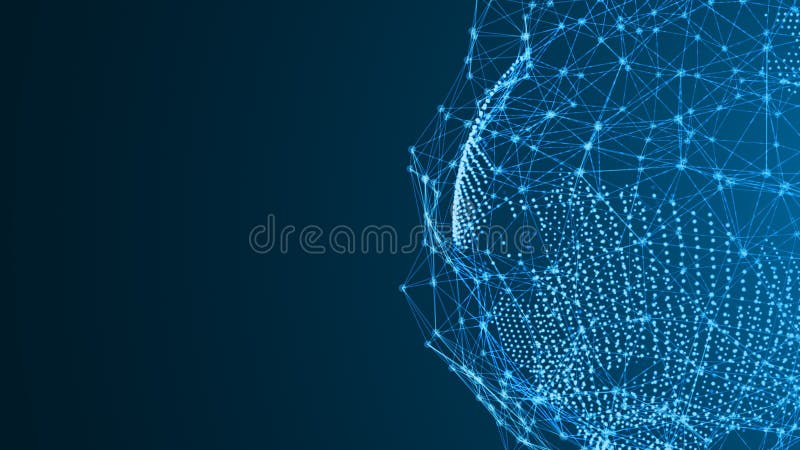 Earth from particles with an abstract connection. A digital network connection stock illustration