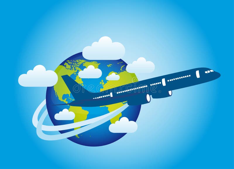 Earth and plane stock vector. Illustration of object - 22778755