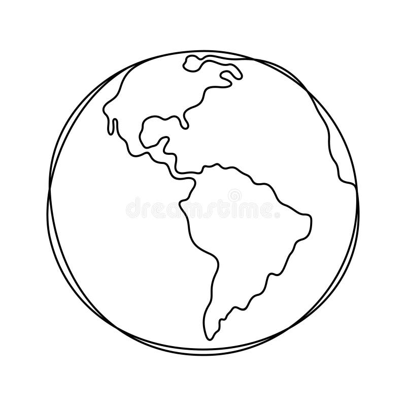 Earth Continuous Line Vector Illustration Stock Vector Earth Continuous Line Vector Illustration Stock Vector