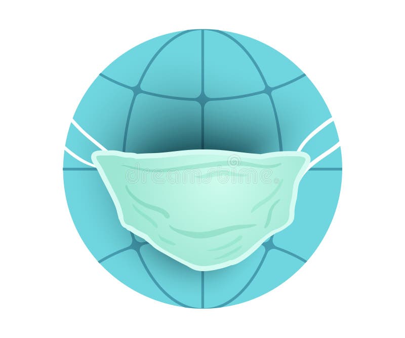 Earth planet with medical mask
