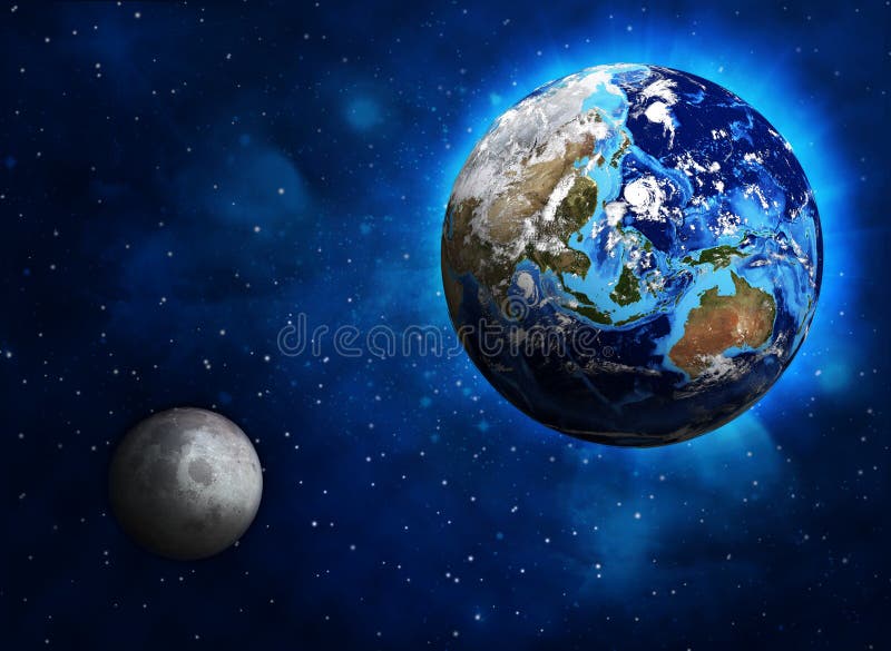 Earth planet and moon vector illustration