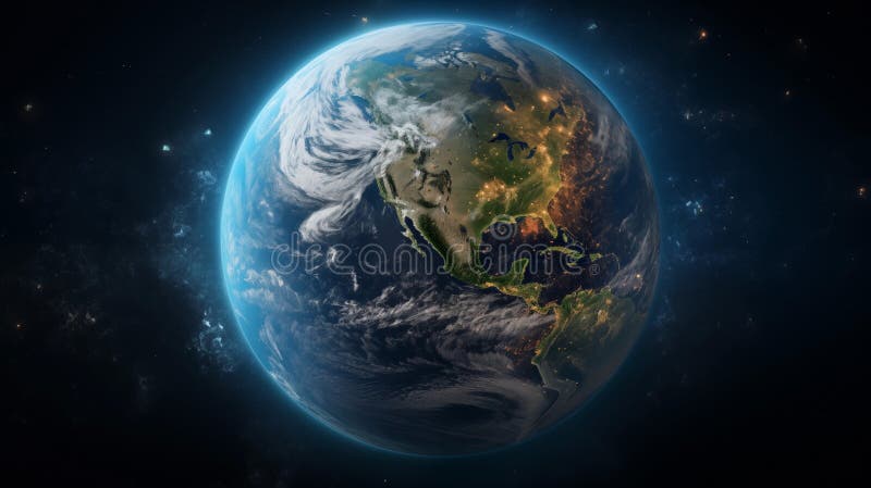 Earth Planet in Outer Space. Solar System Element Stock Illustration