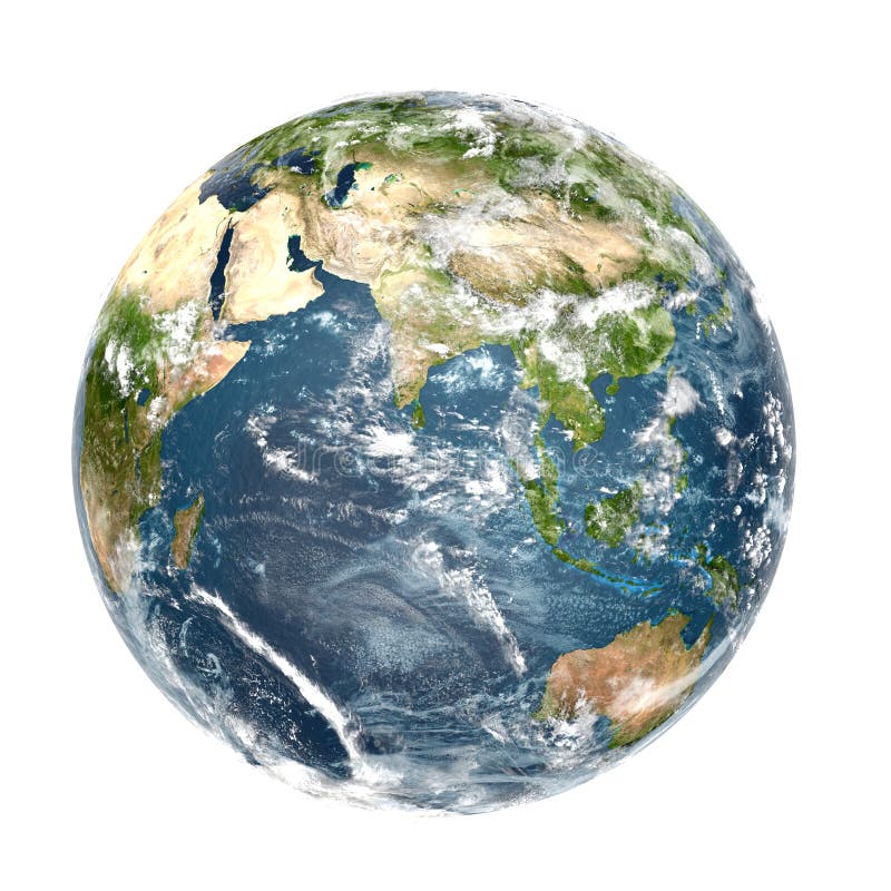 Earth on White Background High Resolution 3D Rendering Stock