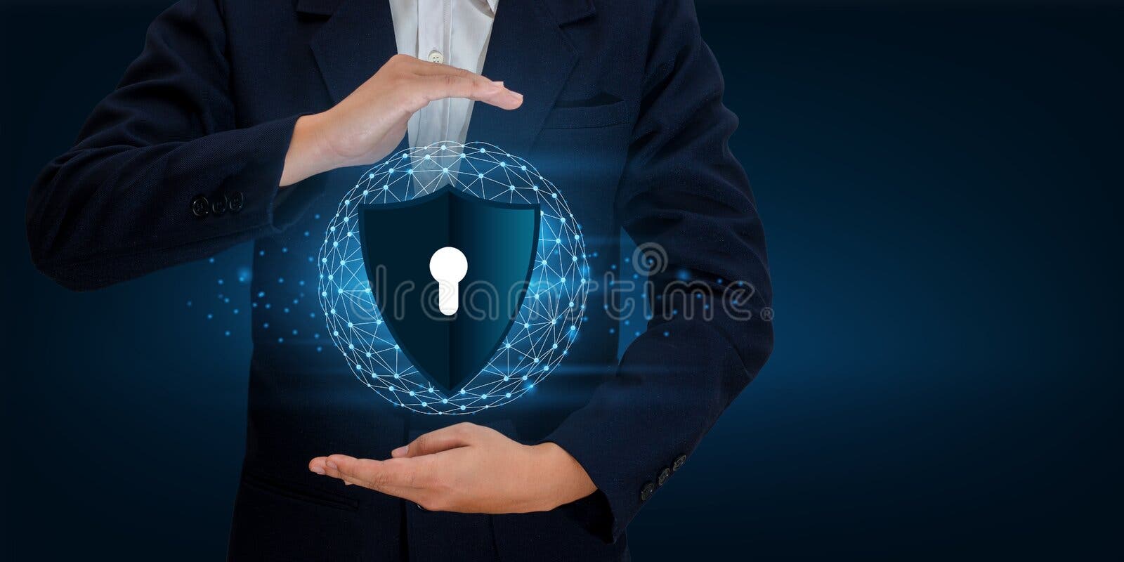 Earth polygon mesh planet World Businessmen shake hands to protect information in cyberspace. Businessman holding shield protect i stock images Earth polygon mesh planet World Businessmen shake hands to protect information in cyberspace. Businessman holding shield protect i stock images