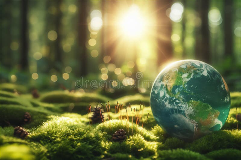 Earth protection and environmental protection day concept, protecting growing vector illustration