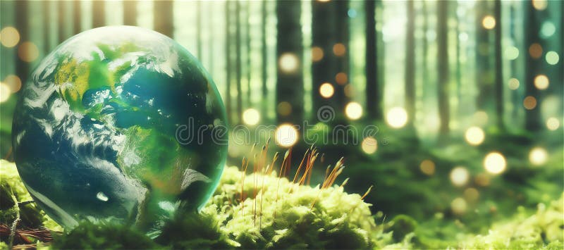 Earth protection and environmental protection day concept, protecting growing stock illustration