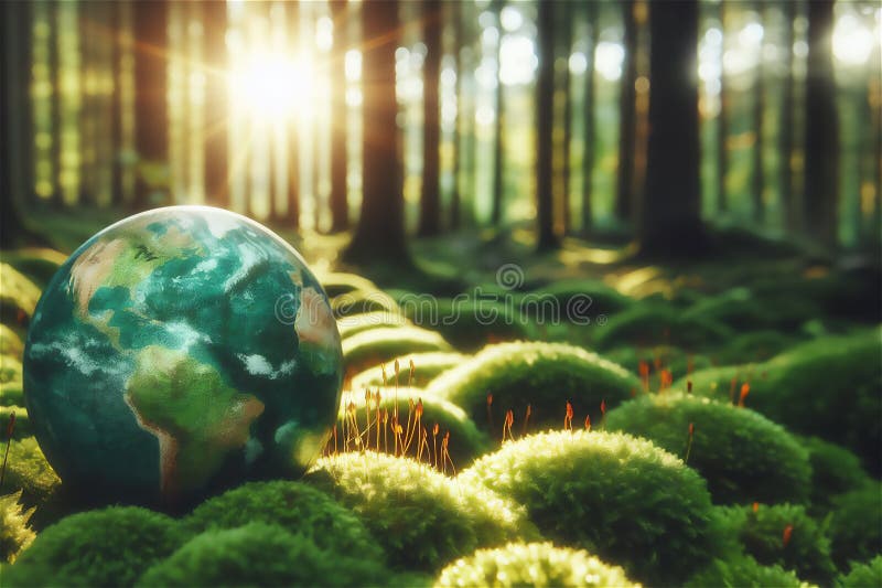 Earth protection and environmental protection day concept, protecting growing stock illustration
