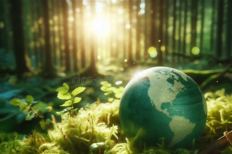 Earth protection and environmental protection day concept, protecting growing vector illustration