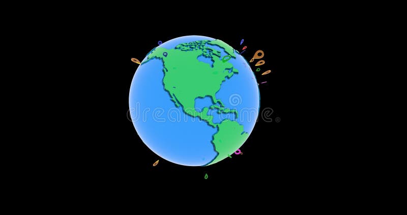 Earth rotating around axis looped animation stock illustration