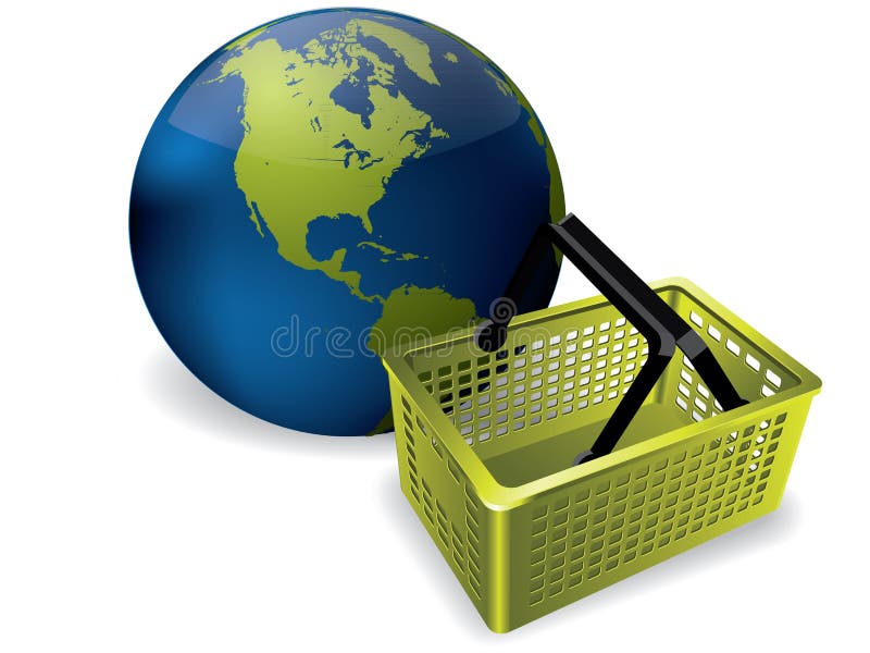 Earth and shopping basket stock vector. Illustration of consumer 27122991