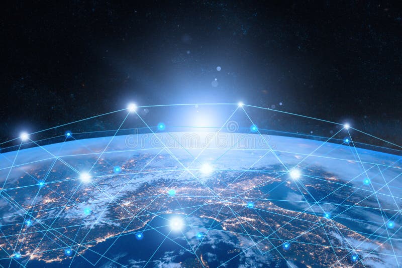 Earth from Space. Internet Concept of global business. stock illustration