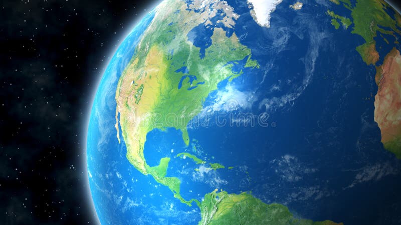 Earth From Space View of North America. Planet Earth view of North America from Space showing the United States, Canada, Mexico and Caribbean royalty free illustration Earth From Space View of North America. Planet Earth view of North America from Space showing the United States, Canada, Mexico and Caribbean royalty free illustration