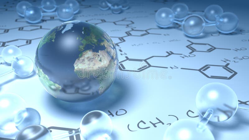 Planeta La tierra se sienta sobre el química vaso molécula modelos circundante eso.