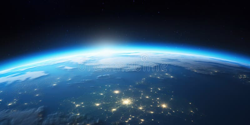 Earth View from Outer Space Background Stock Illustration