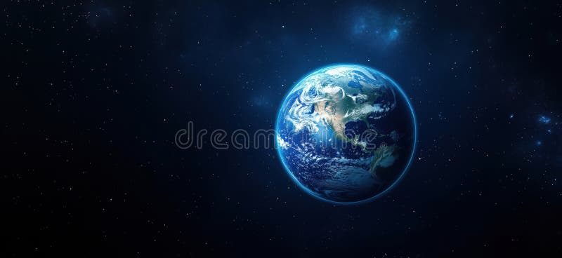Earth viewed from space with vibrant colors and starry background stock photography
