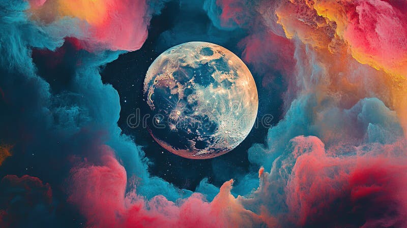 Earth viewed through vibrant nebula clouds royalty free stock photos