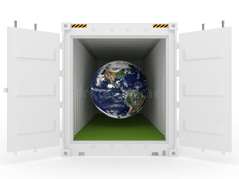 Earth in white cargo container with grass more variants on my portfolio)