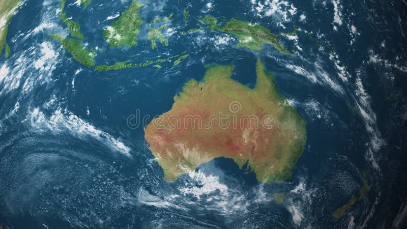 Earth zoom to Australia satellite view 3d animation stock illustration
