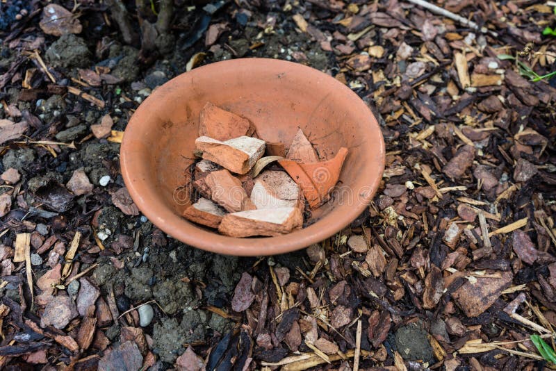 Earthenware Flower Pot  With Cracked  Pieces Inside Stock 