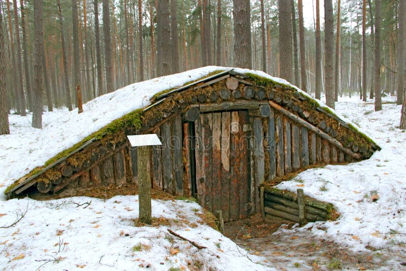 Партизанская землянка в лесу
