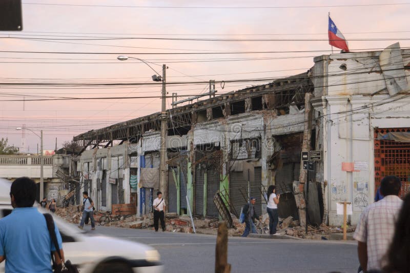 Damage caused by the earthquake of February 27, 2010, in the city of Constitucion, Chile.