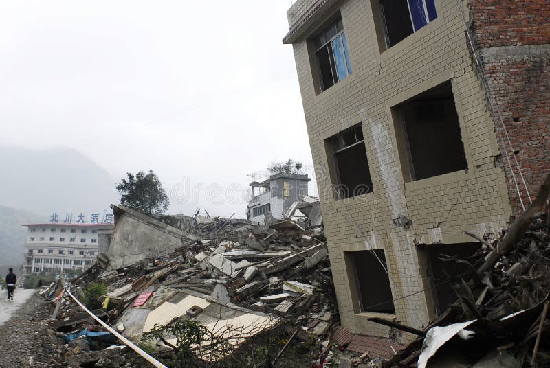 China Wenchuan earthquake disaster site in Beichuan County. China Wenchuan earthquake disaster site in Beichuan County