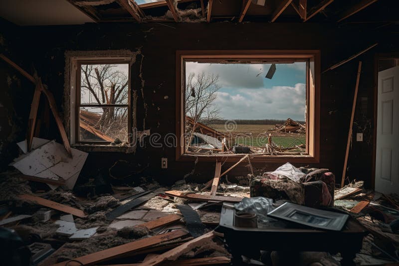 The Earthquake that Destroyed Living House. Generative Ai Stock Image