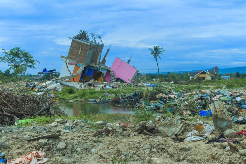 Severe damage from earthquake and liquefaction natural disasters in Petobo village, Palu city, Central Sulawesi