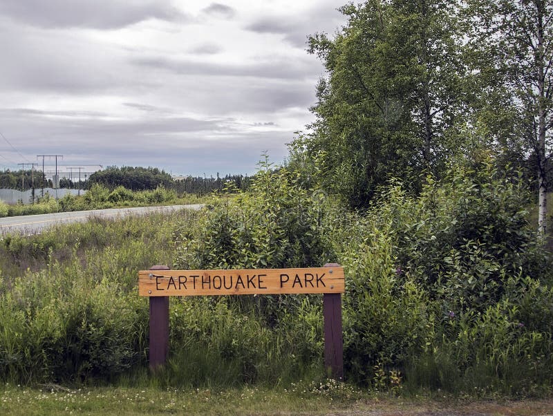 Earthquake Park in Anchorage, Alaska commemorates the devastating, enormous, record-shattering earthquake that devastated Alaska and particularly Anchorage in 1964. Within the park, some of the damage is still evident and left untouched as a memorial. Earthquake Park in Anchorage, Alaska commemorates the devastating, enormous, record-shattering earthquake that devastated Alaska and particularly Anchorage in 1964. Within the park, some of the damage is still evident and left untouched as a memorial.