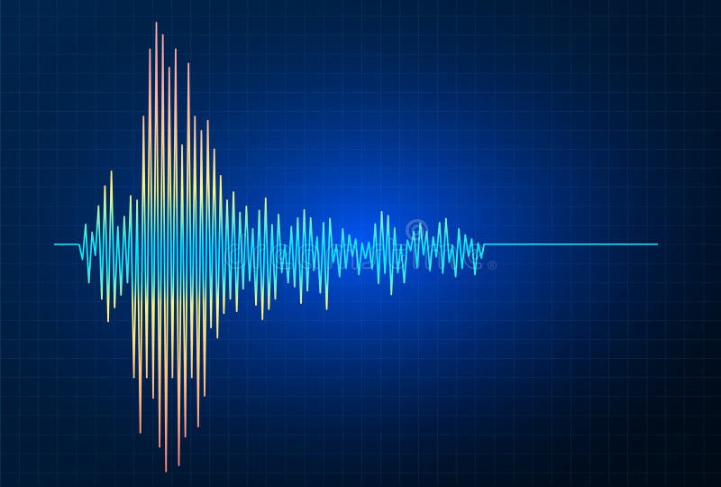 Earthquake vector frequency wave graph, seismic activity stock illustration