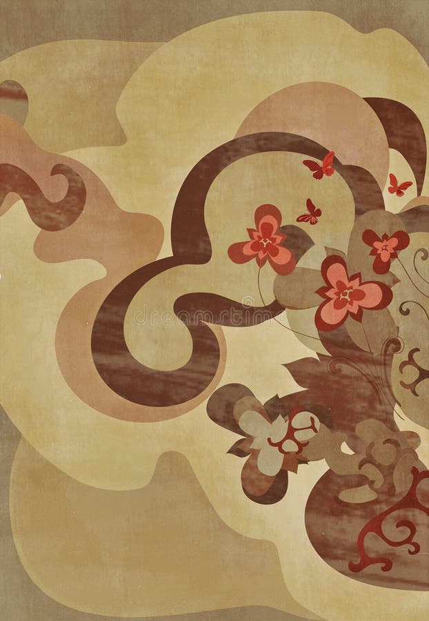 Earthy floral art vector illustration