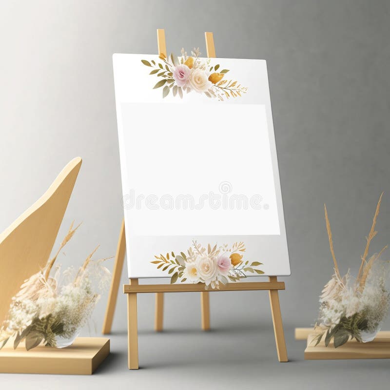Stand for seating chart in boho style on a white background. Hand-drawn watercolor  board. Decor for packaging design, postcards, invitations, etc Stock Photo  - Alamy