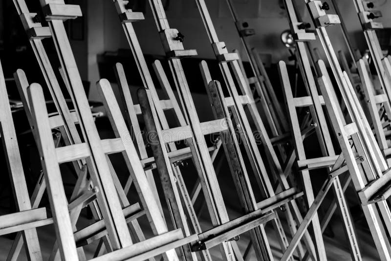 Easels in the studio stock image. Image of texture, exhibition 77165739