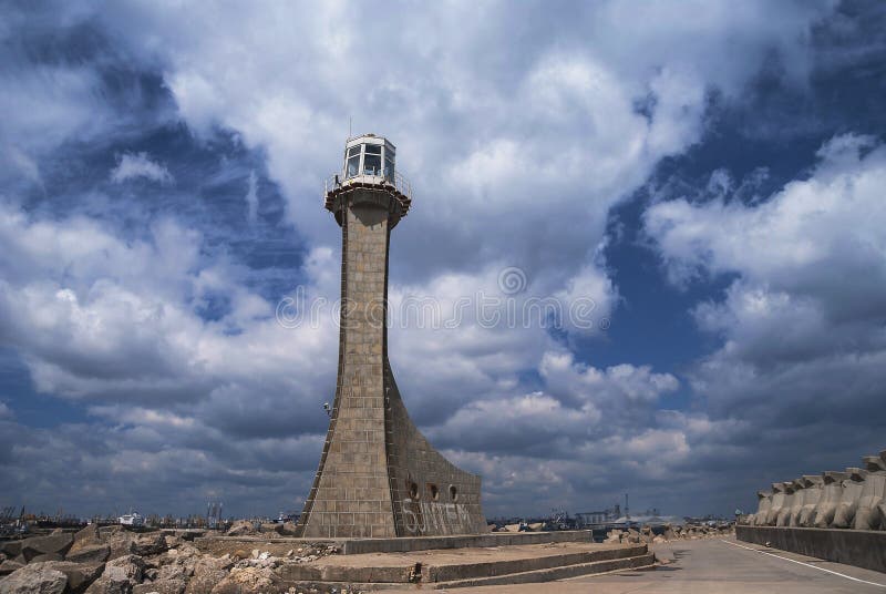 East Breakwater Light called White Lighthouse in Constanta, Romania