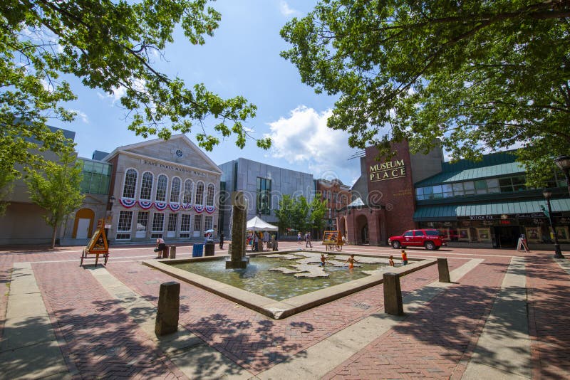 East India Square in front of Peabody Essex Museum PEM at 161 Essex Street in historic city center of Salem, Massachusetts MA, USA. East India Square in front of Peabody Essex Museum PEM at 161 Essex Street in historic city center of Salem, Massachusetts MA, USA.