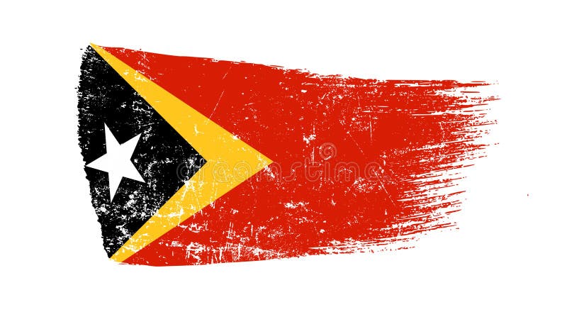 East Timor Leste Flag Designed In Brush Strokes And Grunge Texture Stock Illustration