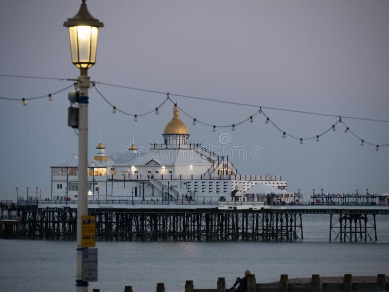 Eastbourne pier in late evening light stock photography Eastbourne pier in late evening light stock photography