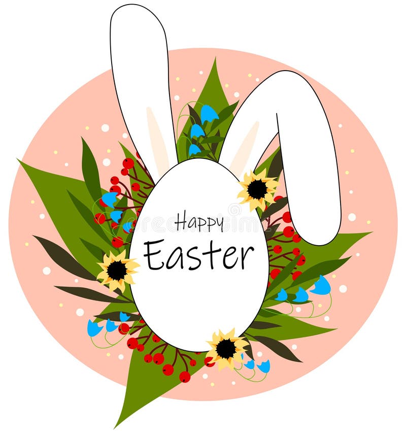Easter Greeting Card with Easter Bunny Stock Vector Illustration of