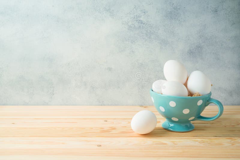 Easter Baking Background with Eggs and Kitchen Utensils Stock Image