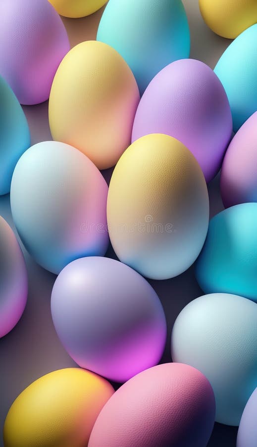 Easter Background. Group of Easter Eggs in Pastel Colors Stock Image