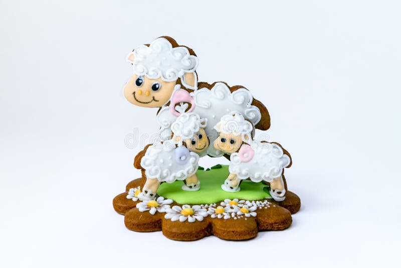Easter baked gingerbread decoration-sheep royalty free stock photo