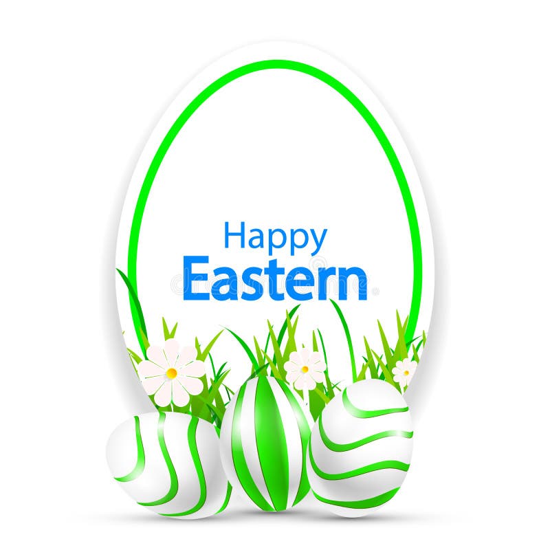 Easter banner with daisies and easter eggs, vector art illustration.