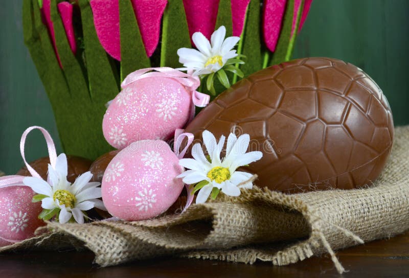 Easter Basket of Chocolate Easter Eggs Stock Image Image of food