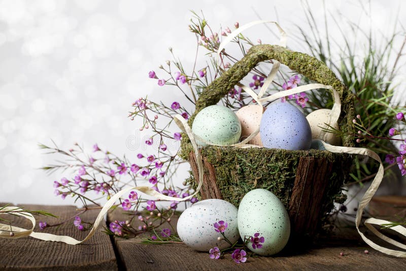 Beautiful Bread Set Basket Nest Easter Stock Photo 99305384