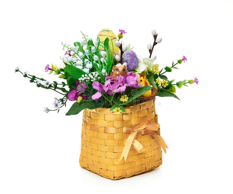 Easter Basket from a Flower Arrangement Stock Image Image of bouquet
