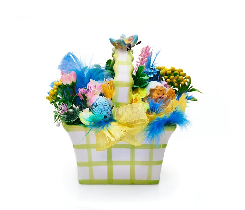 Easter Basket from a Flower Arrangement Stock Photo Image of
