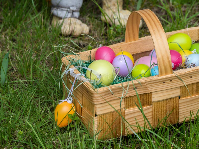 Easter Basket in the Grass stock image. Image of paint 194053977