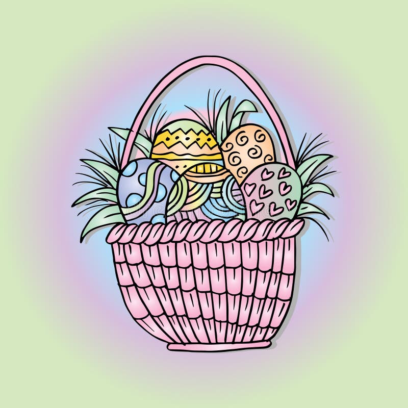 Easter basket sketch. stock illustration. Illustration of contour