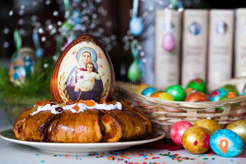 Easter bread and eggs